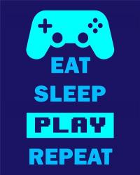 Eat Sleep Game Repeat  - Blue | Obraz na stenu
