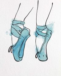 Ballet Shoes En Pointe Blue Watercolor Part I | Obraz na stenu