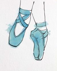 Ballet Shoes En Pointe Blue Watercolor Part II | Obraz na stenu