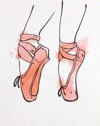 Ballet Shoes En Pointe Orange Watercolor Part I | Obraz na stenu