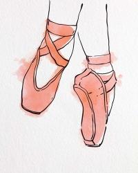 Ballet Shoes En Pointe Orange Watercolor Part II | Obraz na stenu