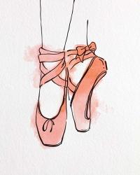 Ballet Shoes En Pointe Orange Watercolor Part III | Obraz na stenu