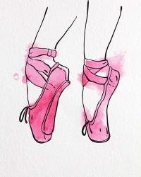 Ballet Shoes En Pointe Pink Watercolor Part I | Obraz na stenu