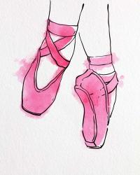 Ballet Shoes En Pointe Pink Watercolor Part II | Obraz na stenu