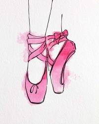 Ballet Shoes En Pointe Pink Watercolor Part III | Obraz na stenu