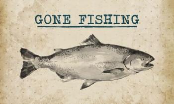 Gone Fishing Salmon Black and White | Obraz na stenu