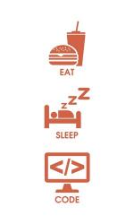 Eat Sleep Code - Orange Icons | Obraz na stenu