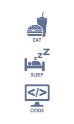 Eat Sleep Code - Blue Icons | Obraz na stenu