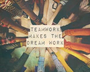 Teamwork Makes The Dream Work Stacking Hands Color | Obraz na stenu