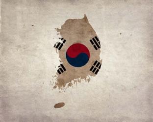 Map with Flag Overlay South Korea | Obraz na stenu