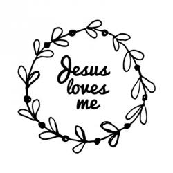 Jesus Loves Me - Wreath Doodle White | Obraz na stenu