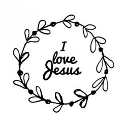 I Love Jesus - Wreath Doodle White | Obraz na stenu