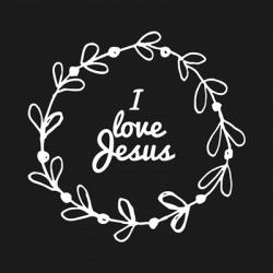 I Love Jesus - Wreath Doodle Black | Obraz na stenu