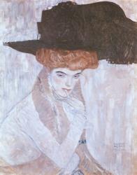 Woman with Black Feather Hat | Obraz na stenu