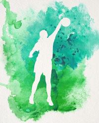 Basketball Girl Watercolor Silhouette Inverted Part I | Obraz na stenu