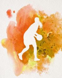 Basketball Girl Watercolor Silhouette Inverted Part III | Obraz na stenu