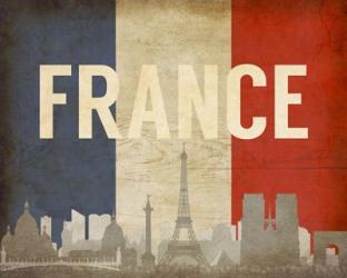 Paris, France - Flags and Skyline | Obraz na stenu
