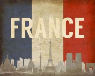 Paris, France - Flags and Skyline | Obraz na stenu
