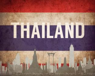 Bangkok, Thailand - Flags and Skyline | Obraz na stenu