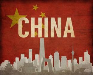 Beijing, China - Flags and Skyline | Obraz na stenu