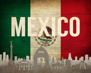 Mexico City, Mexico - Flags and Skyline | Obraz na stenu