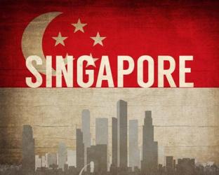 Singapore - Flags and Skyline | Obraz na stenu
