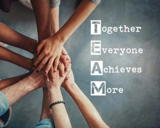 Together Everyone Achieves More - Stacking Hands | Obraz na stenu