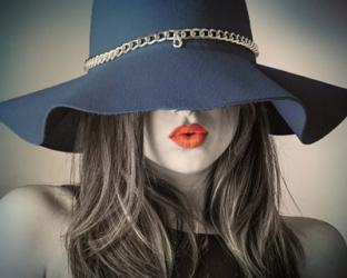 Vintage Fashion - Blue Hat | Obraz na stenu