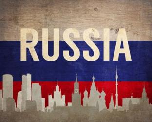 Moscow, Russia - Flags and Skyline | Obraz na stenu