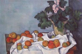 Still Life with Apples and a Pot of Primroses | Obraz na stenu