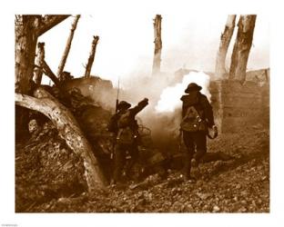 Two American Soldiers Storming a Bunker | Obraz na stenu