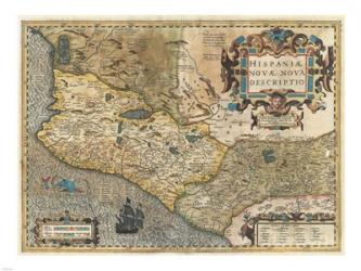 1606 Hondius and Mercator Map of Mexico | Obraz na stenu