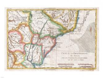 1780 Raynal and Bonne Map of Southern Brazil, Northern Argentina, Uruguay and Paraguay | Obraz na stenu