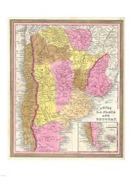 1846 Burroughs - Mitchell Map of Argentina, Uruguay, Chili in South America | Obraz na stenu