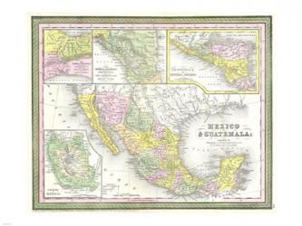 1850 Mitchell Map of Mexico Texas | Obraz na stenu
