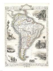 1850 Tallis Map of South America | Obraz na stenu