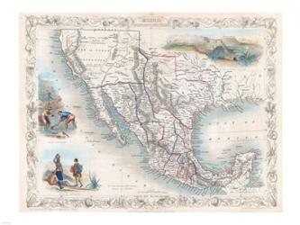 1851 Tallis Map of Mexico, Texas, and California | Obraz na stenu