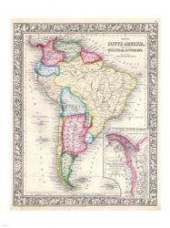 1864 Mitchell Map of Brazil, Bolivia and Chili | Obraz na stenu
