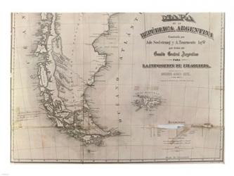 Mapa de la Republica Argentina 1875 | Obraz na stenu