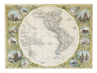 1850 Tallis Map of the Western Hemisphere | Obraz na stenu