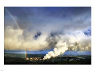 Rainbow and Eruption of Halema`uma`u Vent at Kilauea | Obraz na stenu