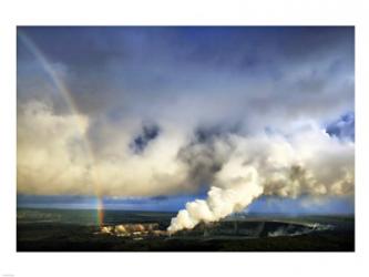 Rainbow and Eruption of Halema`uma`u Vent at Kilauea | Obraz na stenu