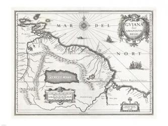 1635 Blaeu Map Guiana, Venezuela, and El Dorado | Obraz na stenu
