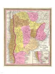 1846 Burroughs - Mitchell Map of Argentina, Uruguay, Chili in South America | Obraz na stenu
