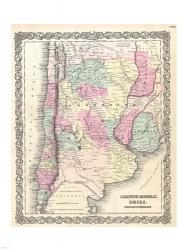 1855 Colton Map of Argentina, Chile, Paraguay and Uruguay | Obraz na stenu