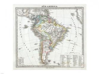 1862 Perthes map of South America | Obraz na stenu