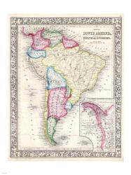 1864 Mitchell Map of South America | Obraz na stenu