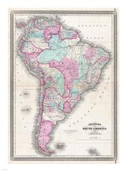 1870 Johnson Map of South America | Obraz na stenu