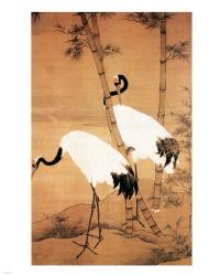 Bian Jingzhao Bamboo and Cranes | Obraz na stenu