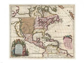 1698 Louis Hennepin Map of North America | Obraz na stenu